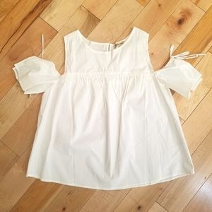 Cotton open sleeve top Sz L white